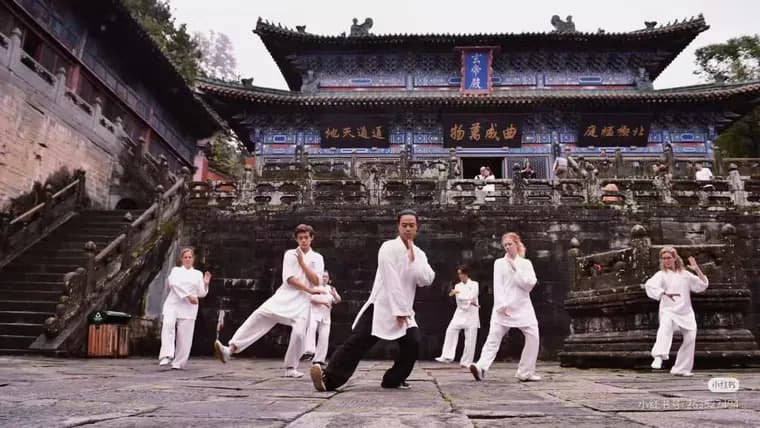 Participants practising together during a Wudang cultural retreat